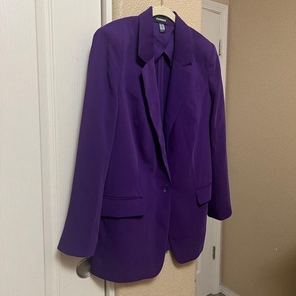 Express Stylist Cinch Waist Boyfriend Blazer - PURPLE - Medium - Picture 4 of 15